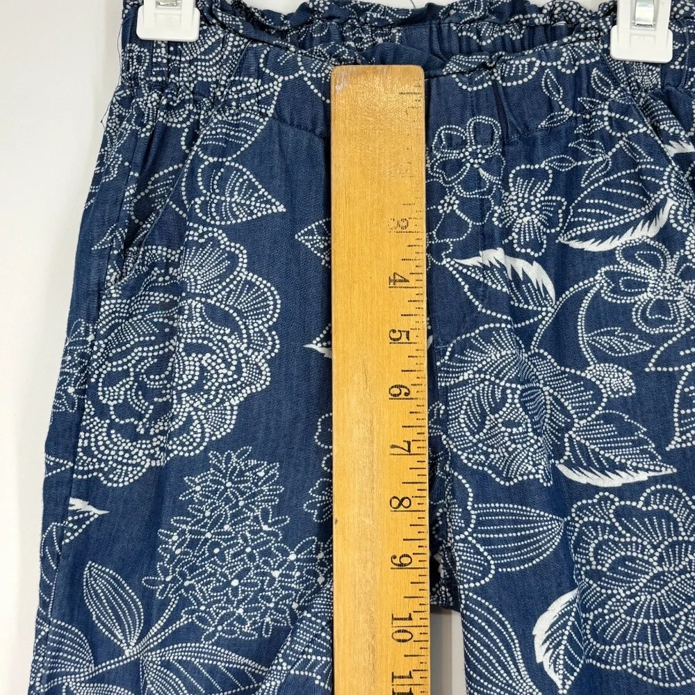 Gap Kids Girls Small Pull-On Wide Leg Pants Chambray Blue White Floral Paper Bag